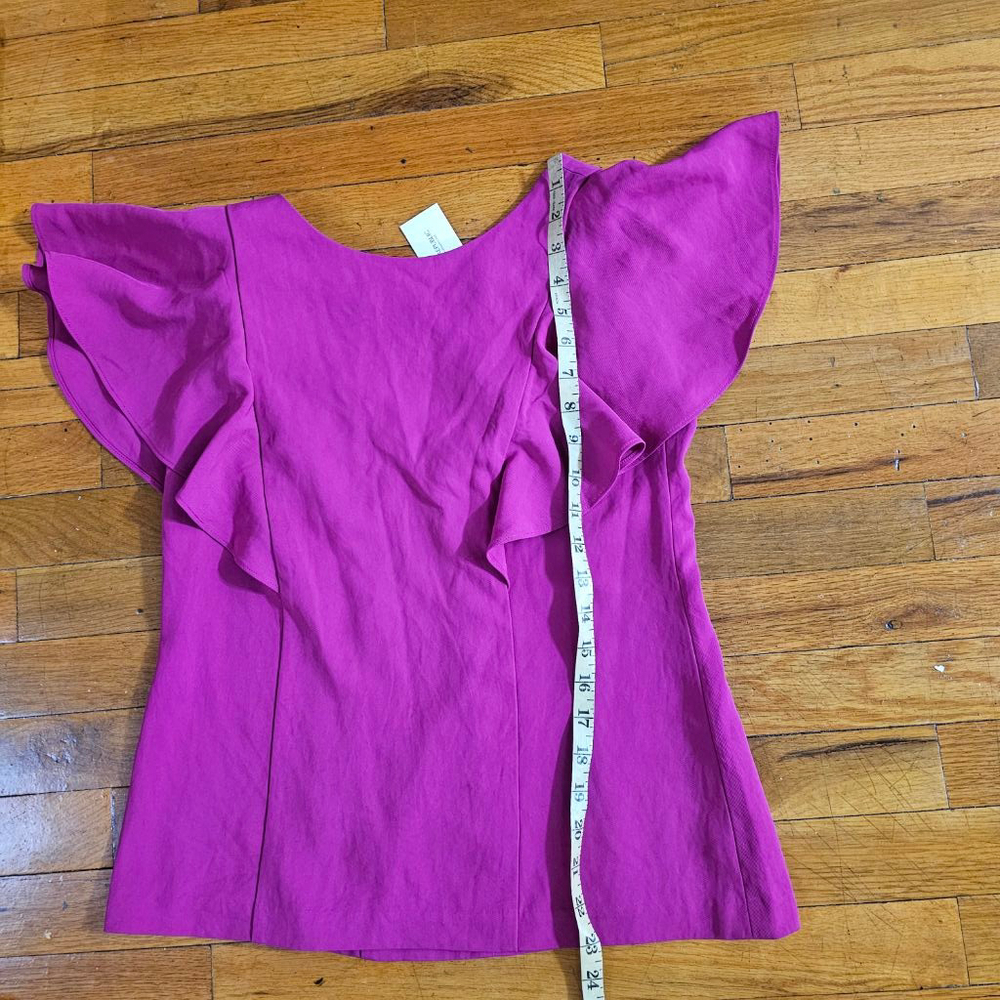 Banana Republic Purple Ruffle Sleeve Top Women's Size 2 - Picture 2 of 7